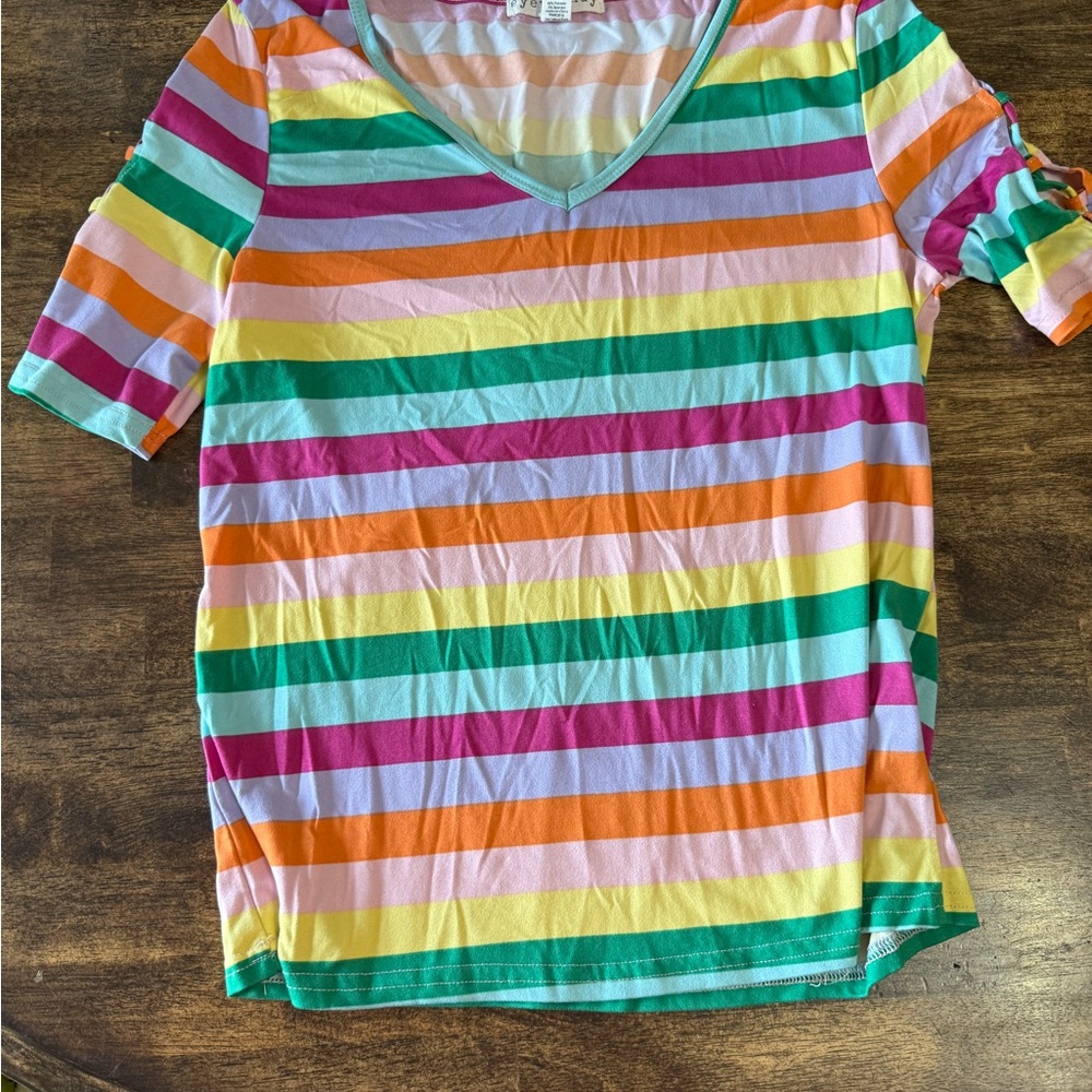 Eye Candy Multicolor Striped V-Neck Top